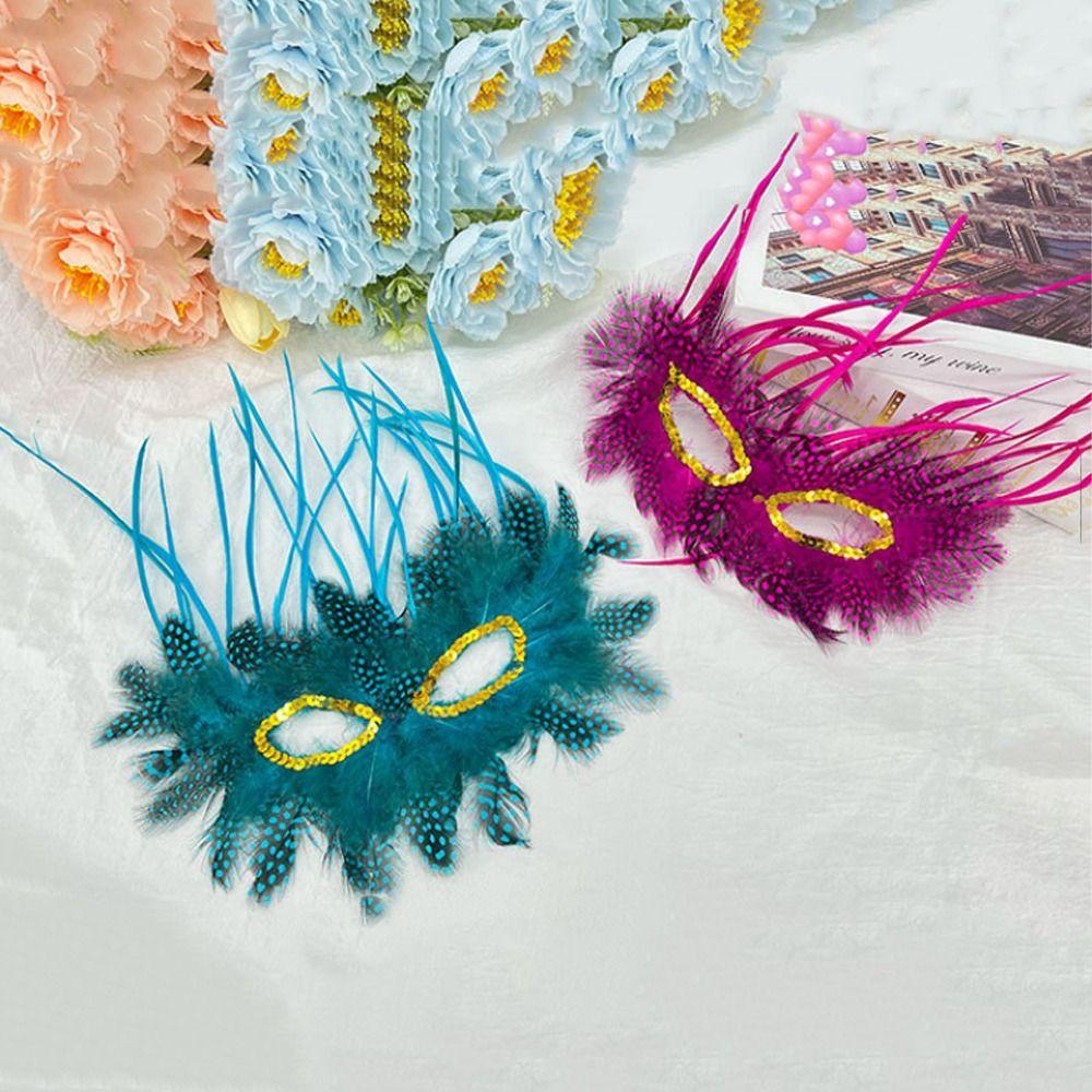 Comfortable Wear Feather Mask Half Face Masquerade Mask Lightweight Venetian Mask Birthday Party
