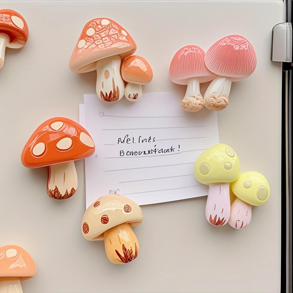 6 шт. Красочные магниты на холодильник в виде грибов, Милый декор из смолы для кухни и офиса, Уникальные шестигранные АБС-магниты для шкафчика, шкафа и посудомоечной машины