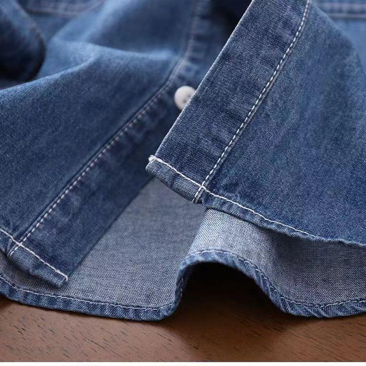 Осенние рубашки из денима для мальчиков, детские повседневные куртки с длинными рукавами, тонкие рубашки для больших детей, кардиганы