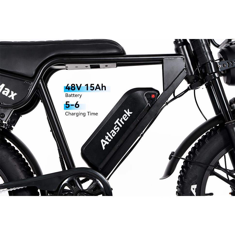 EU Warehouse AtlasTrek V8 Max Electric Fat Bike 48V 15AH Lithium Hydraulic Disc Brake Ebike Mountain Bike Brushless Motor 250W