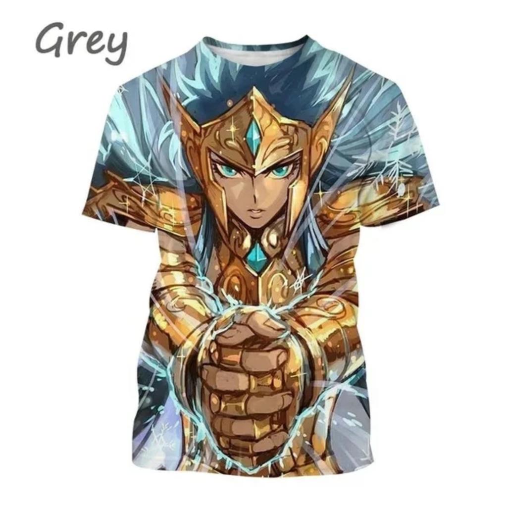 2024 Последняя летняя мода Harajuku детская мультяшная футболка с принтом Saint Seiya 3D унисекс с короткими рукавами