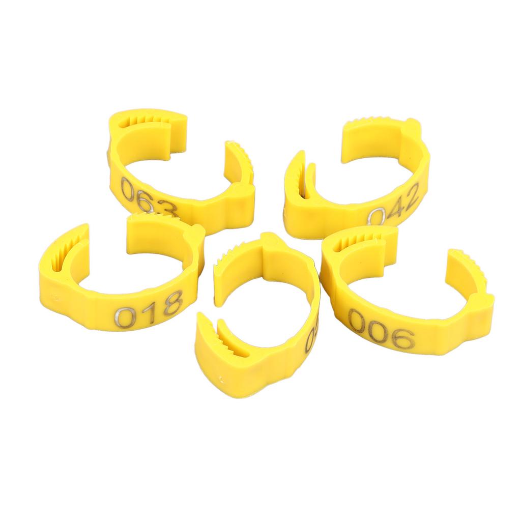 100 шт. Кольца для куриных лап, клипсы, яркие цвета, прочный пластик, нумерованные браслеты для птичьих лап