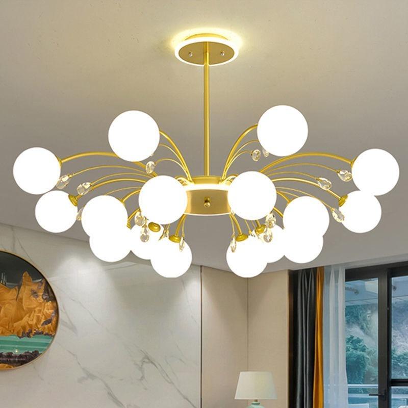 Nordic LED Chandeliers Indoor Glass Living Room Dining Bedroom Lighting Modern Hanging Ceiling Copper Lamp