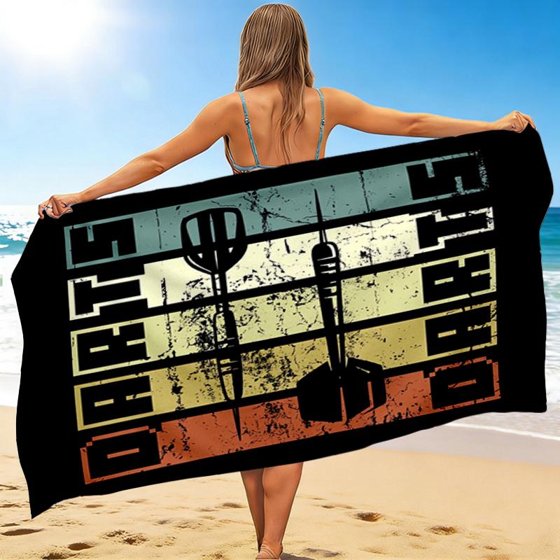 1Pc Vibrant Darts Retro Design Beach Towel, Quick Dry, Multi-Use for Beach Pool Gym Yoga Home Travel, Christmas, Halloween, Xmas Gift M928572
