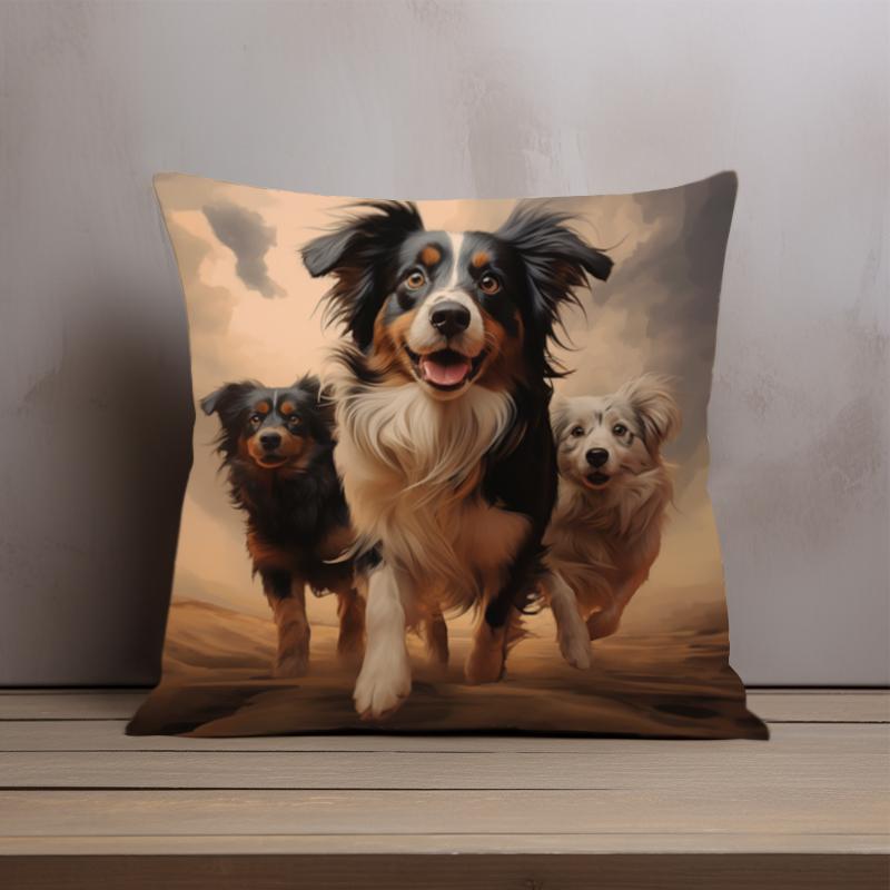 Милые наволочки с рисунком собаки для домашних животных, чехлы для подушек из полиэстера, наволочки для дивана, домашний декор 17,7x17,7 дюймов