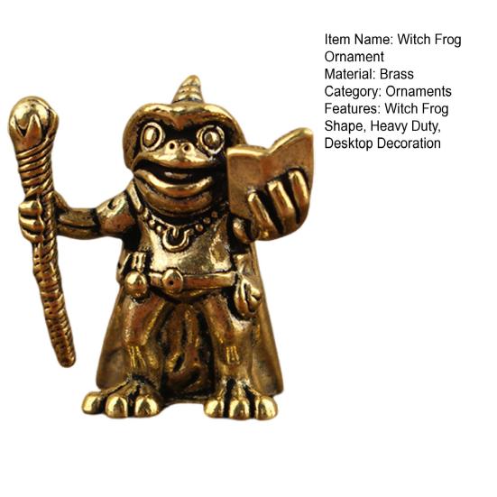 1/2Pcs Brass Witch Frog Figurine Metal Carving Miniature Frog Statue Animal Sculpture Halloween Feng Shui Decoration Home Office Desktop Ornament