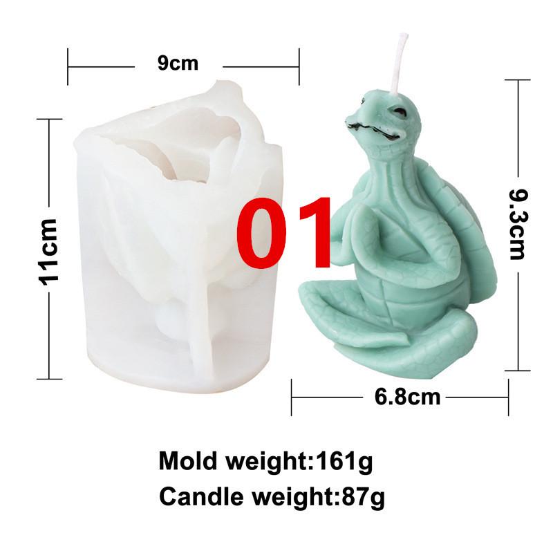 Yoga Animal Silicone Mold 3D Pug Prayer Meditating Rabbit Mould Praying Turtle DIY Mold Scented Candle Pet Plaster Resin Mold