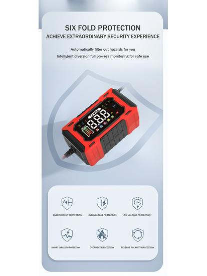 12V6A Трансграничное интеллектуальное импульсное зарядное устройство для свинцово-кислотных аккумуляторов автомобилей и мотоциклов с функцией старт-стоп