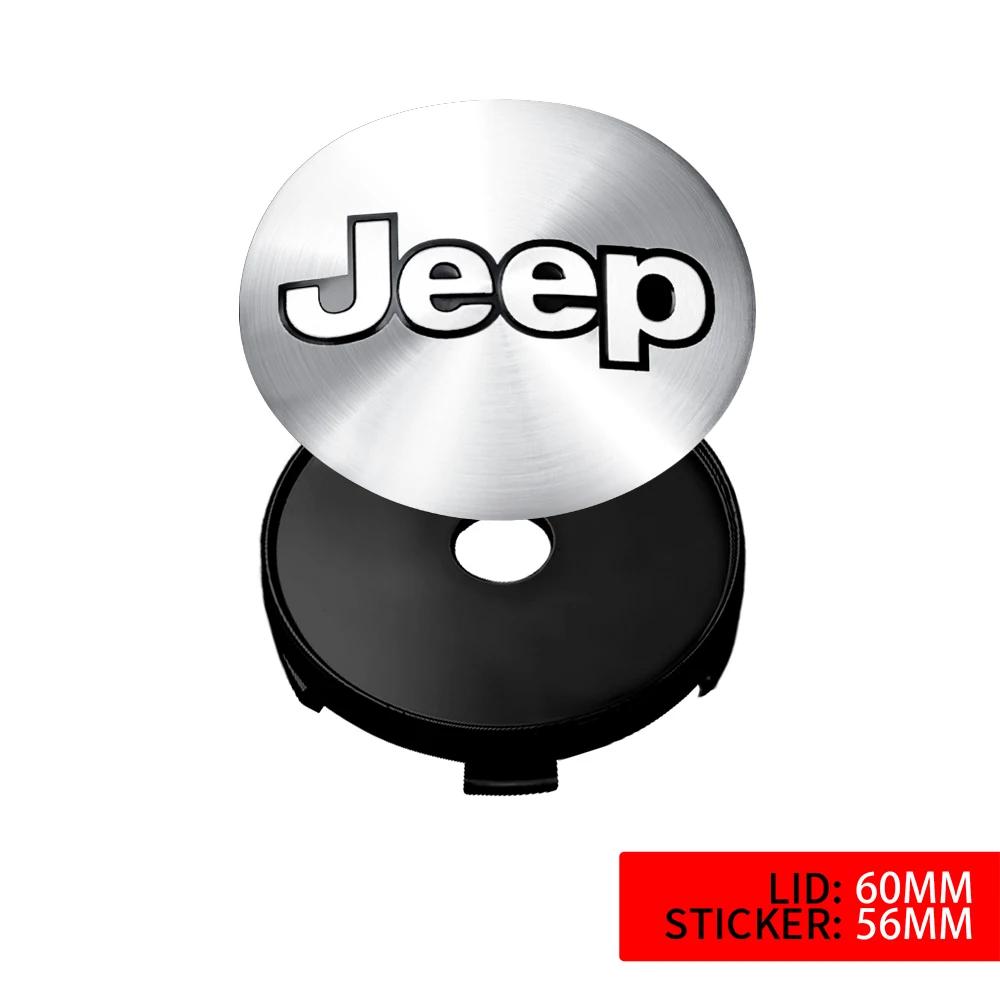 For Jeep 4PCS 56/60mm Car Vehicle Wheel Hub Center Cap Cover Decals Stickers Badge For Jeep Renegade Wrangler jk Compass Gran