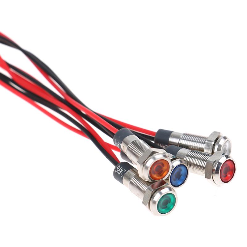 5 шт. желтый синий зеленый белый красный IP67 водонепроницаемый светодиодный металлический индикатор приборная панель панель сигнальная лампа 6 мм 12 В-24 В