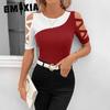 Spring Summer Cross-shoulder Slim-fit Top T-shirt Woman