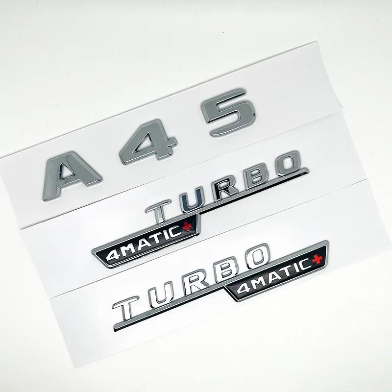3D ABS Glossy Black Car Fender Badge Turbo 4MATIC Sticker Rear Trunk AMG Emblem A45 Logo For Mercedes Benz A 45 AMG W176 W177 AB1