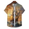 Summer Shirt For Men Lighthouse 3d Printed Men‘S Clothing Loose Oversized Shirt Beach Party Short Sleeved Tops Hawaii Sweatshirt