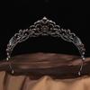 Retro and Fashionable Water Diamond Crown Headwear Halloween Black Crown Cosplay Costume Party and Ball Style Accessories