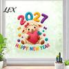 Year of Sheep Party Supplies Chinese New Window Stickers, 2027 Goat Static Clings, Cute Knitted Texture Film Crochet Knit Decals, Reusable Decor