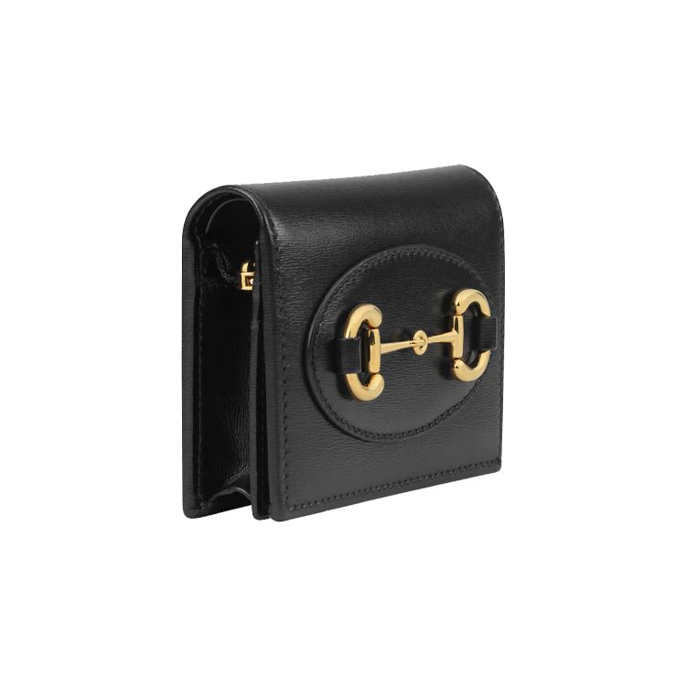 Gucci 1955 Horsebit Leather Card Holder Wallet Women Wallet Black 621887-0YK0G-1000