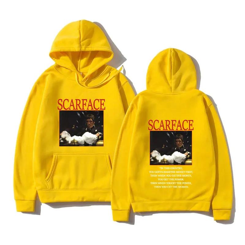 90s Classic Movie Scarface Tony Montana Men's Hoodie Men Women Hip Hop Vintage Long Sleeve Sweatshirt Loose Pullover Streetwear
