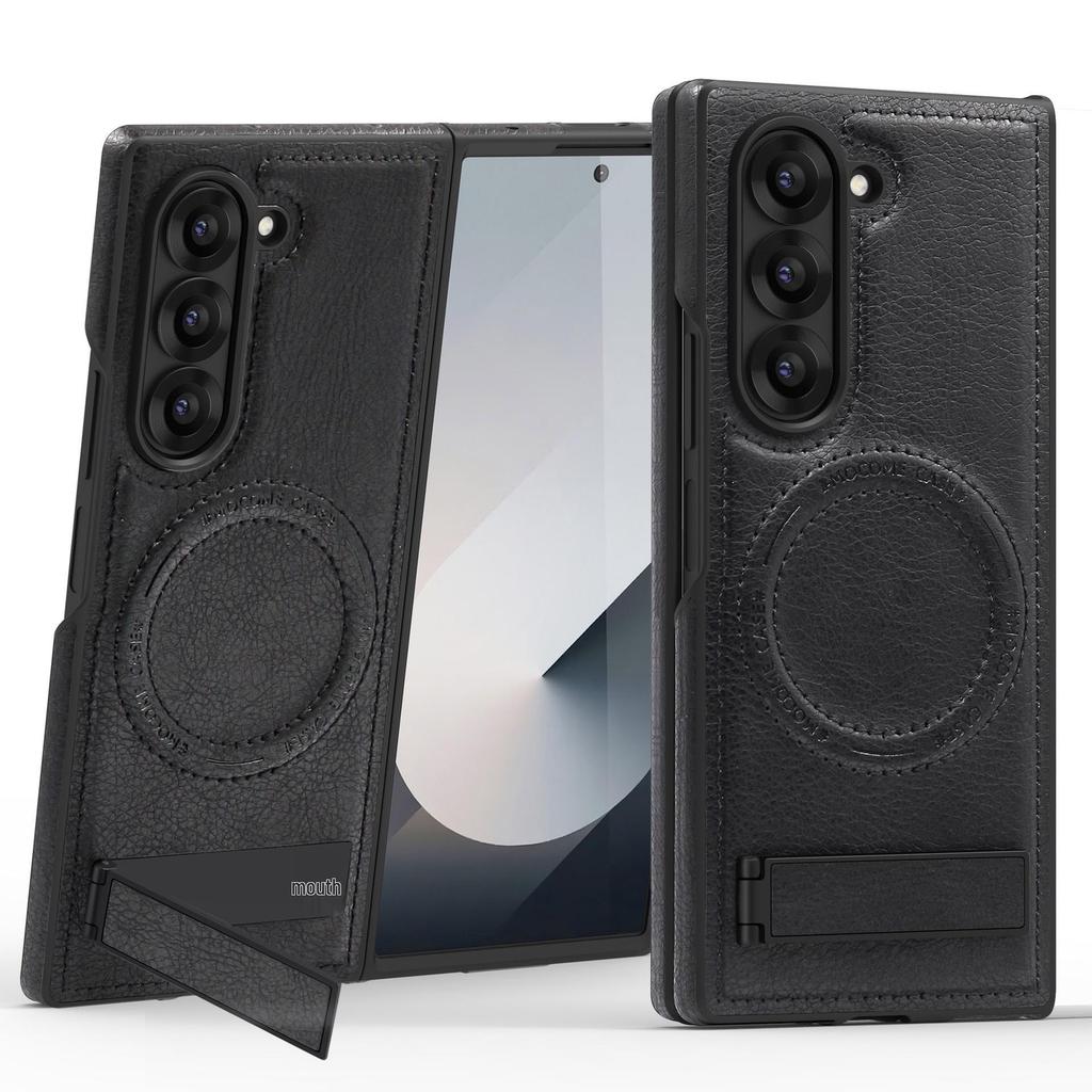 Кожаный чехол-подставка с магнитом Crystal Shield для Samsung Z Fold7 - Полное покрытие, Защита от падений