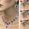 1 Set Women Necklace Earrings Water Drop-shaped Rhinestone Jewelry Sparkling Bright Luster Jewelry Set for Prom