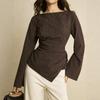 Striped Boat Neck Slim Fit Blouse Women - Lightweight Flowy Office Shirt With Elbow Sleeves Fall 2026