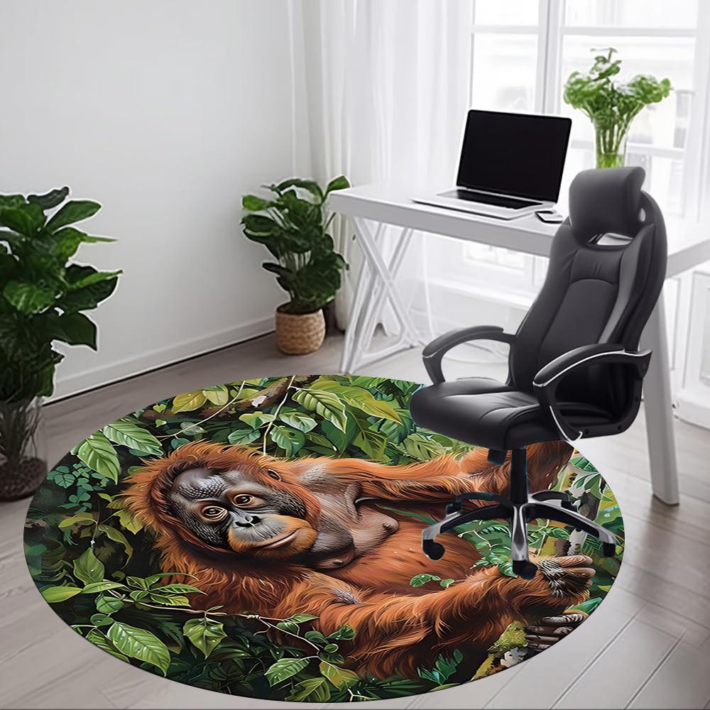 1pc Orangutan, Jungle Chair Carpet for Office, Soft Flannel Throw Mat, Perfect for Office,Holiday Party Decoration Choice yy251113065
