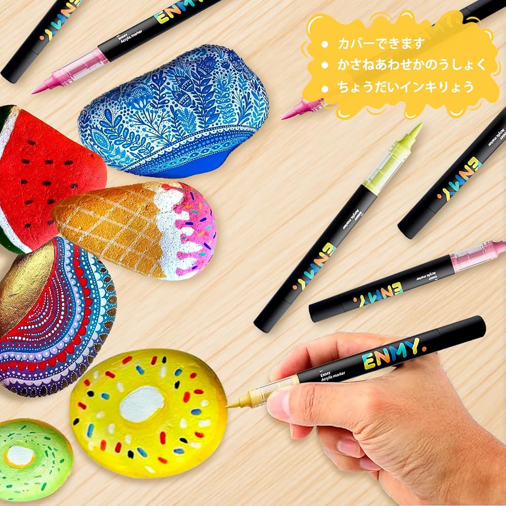 ENMY 80-Color Set 6812 Direct Ink Acrylic Markers with Glitter - Water-Based, for Diaries, Art,