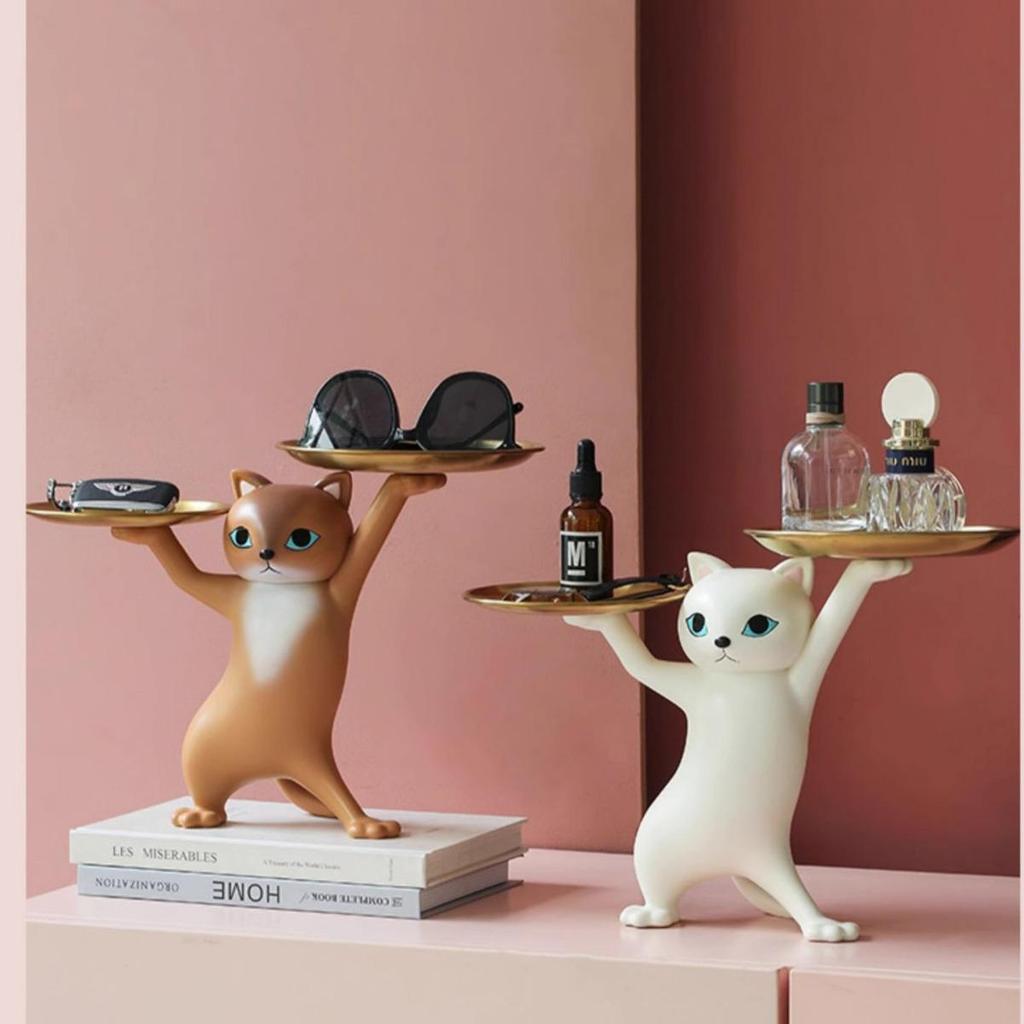 Креативный поднос для песочной скульптуры кота: Мультяшный органайзер для ключей и украшение для гостиной или прихожей, идеальный подарок на новоселье