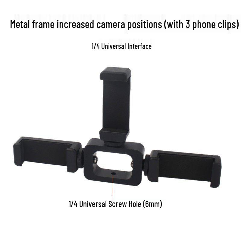 Metal Ball Head Phone Clip & Tripod Stand with Adjustable Crossbar for Live Streaming & Camera Setup