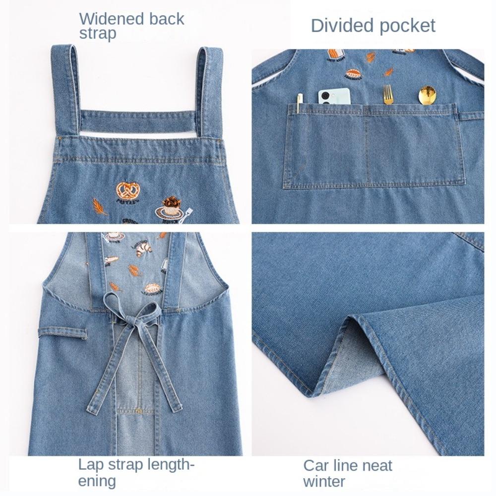 Simple Fashion Cowboy Apron Antifouling with Pocket Retro Apron Artistic Design Soft Baking Apron Kitchen