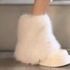 Зимняя обувь Женские зимние пушистые сапоги из искусственного меха лисы Женские плюшевые теплые зимние сапоги Роскошная обувь Ботинки из меха для девочек Модные