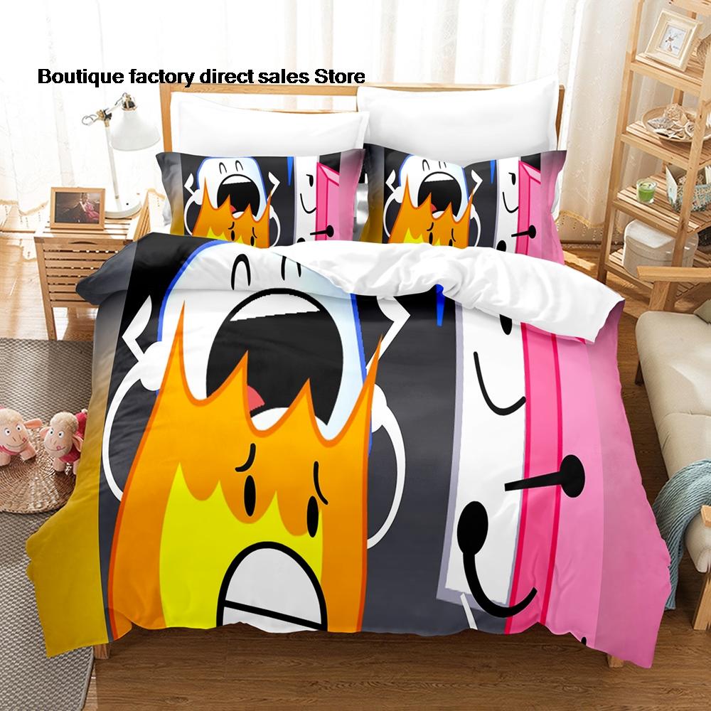 3PCS Battle for Dream Island Print Duvet Cover All Sizes for Fans Bedroom BFDI W.O.A.H. Bunch Bedding Set