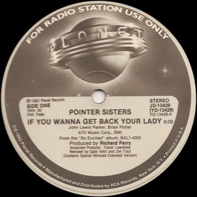 12-дюймовая пластинка POINTER SISTERS - If You Wanna Get Back Your Lady JD13429 Planet 1982 США Соул/Фанк Б/у