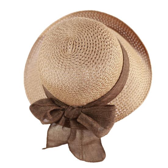 Women Beach Hat Large Brim Sun Protection Straw Hat Lace-up Bowknot Versatile Summer Sun Hat Daily Wear