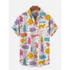 Men's Cute Cat Print Casual Shirt, 3D Printed Daily Clothing, Classic Hawaiian Men's Short Sleeved Shirt, Harajuku