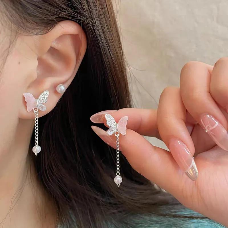 Красочные серьги-бабочки с цветами, набор из семи штук для женщин, модный персонализированный повседневный аксессуар, ювелирные изделия для вечеринок, подарки на день рождения