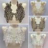 1Pair Black White Embroidered Peacock Rhinestone Decoration DIY Clothing Sewn Lace Applique