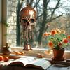 Gothic Skull Wind Chime Weather-proof Indoor Outdoor Garden Patio Metal Vintage Skull Hanging Wind Bell Halloween Decoration Ornament