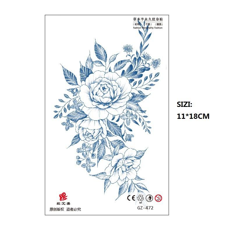 Herbal Juice Tattoo Sticker Geisha Bergamot Brahma Blossom Back Arm Back Non-Reflective Keep 15 Days Sticker