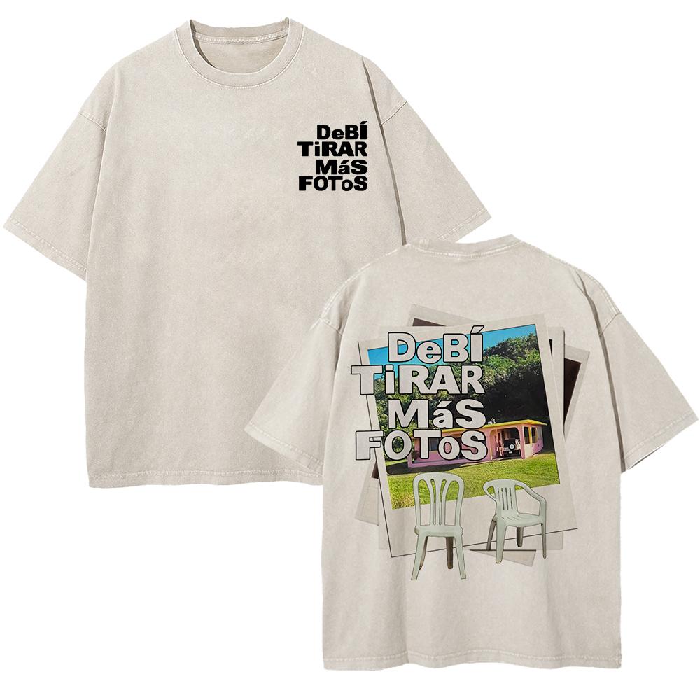 Cotton Vintage Washed Bad Bunny Deb Tirar Ms Fotos World Tour T Shirt Women DTMF Funny Frog Oversize Tees Tops