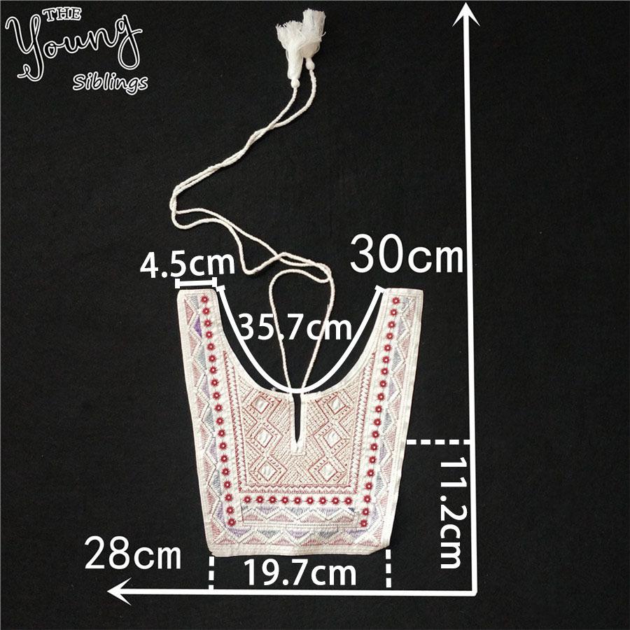 White Ethnic Style Embroidered Lace False Collar Prismatic Pattern Diy Lace-Up Clothing Accessories