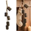Rustic Christmas Bells Ornament Hanging Rope 5 Bells Christmas Tree Ornaments Handmade Vintage Cow Bells Wind Chime Decoration