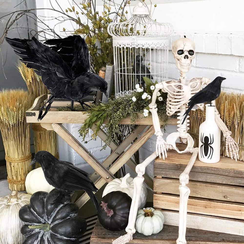 5 шт. Хэллоуин Черные вороны Реалистичные Ручной работы Перья для Домашних украшений