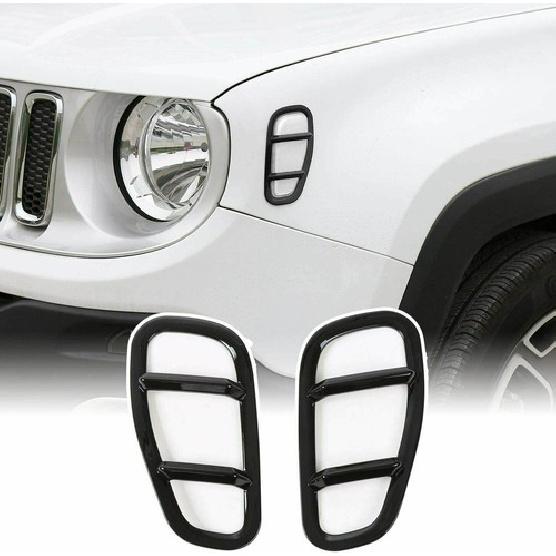 2pcs Front Fender Light Cover Gurad Trim Frame for 2015- Jeep Renegade Black