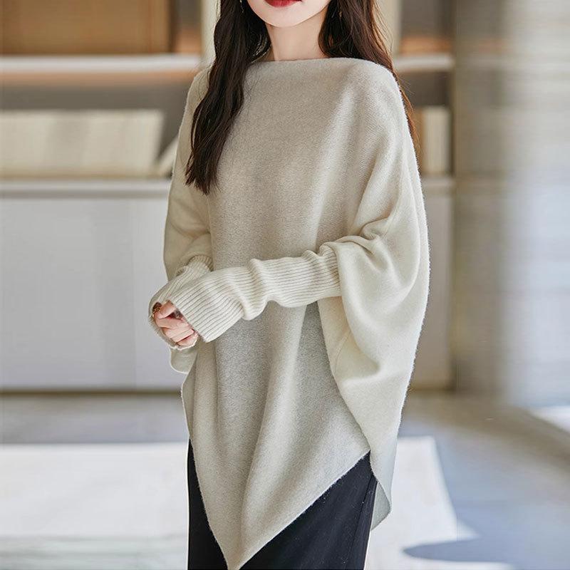 Women S Loose Cape Style Batwing Sleeve Pullover Sweater