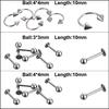 15/60/85 Pcs Body Piercing Jewelry Decor Unisex Tongue Nose Nail Navel Ring Set