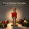 Indoor Holiday Decorations Resin Christmas Nutcracker Ornament with Red Bow Decor, Decorative Creative Living Room Ornaments Figurine for Home Bedroom