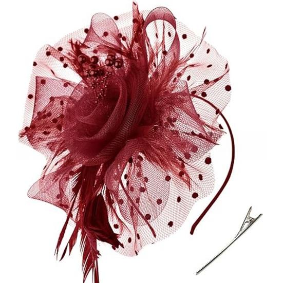 Girls Hoop Bridal Elastic Design Feather Hair Floral Hairpin Flower Headdress