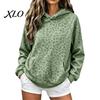 Long Sleeve Casual Tops Women Leopard Print Hoodie, Oversized Drop Shoulder Hooded Sweatshirt with Pocket, Daily Hoodie Pockets Loose Pullover Top for