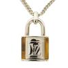 Б/у подвеска LV из тигрового глаза (M62668, 7984) с колье с логотипом LV Signature и замком. Камень Коричневый Мужской из Японии