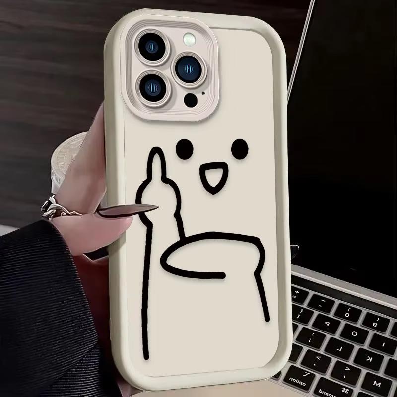 Мультяшный забавный жест презрения Чехол для телефона iPhone 16 15 14 13 12 11 Pro Max XS Max XR 7 8 Plus Ударопрочный силиконовый задний чехол